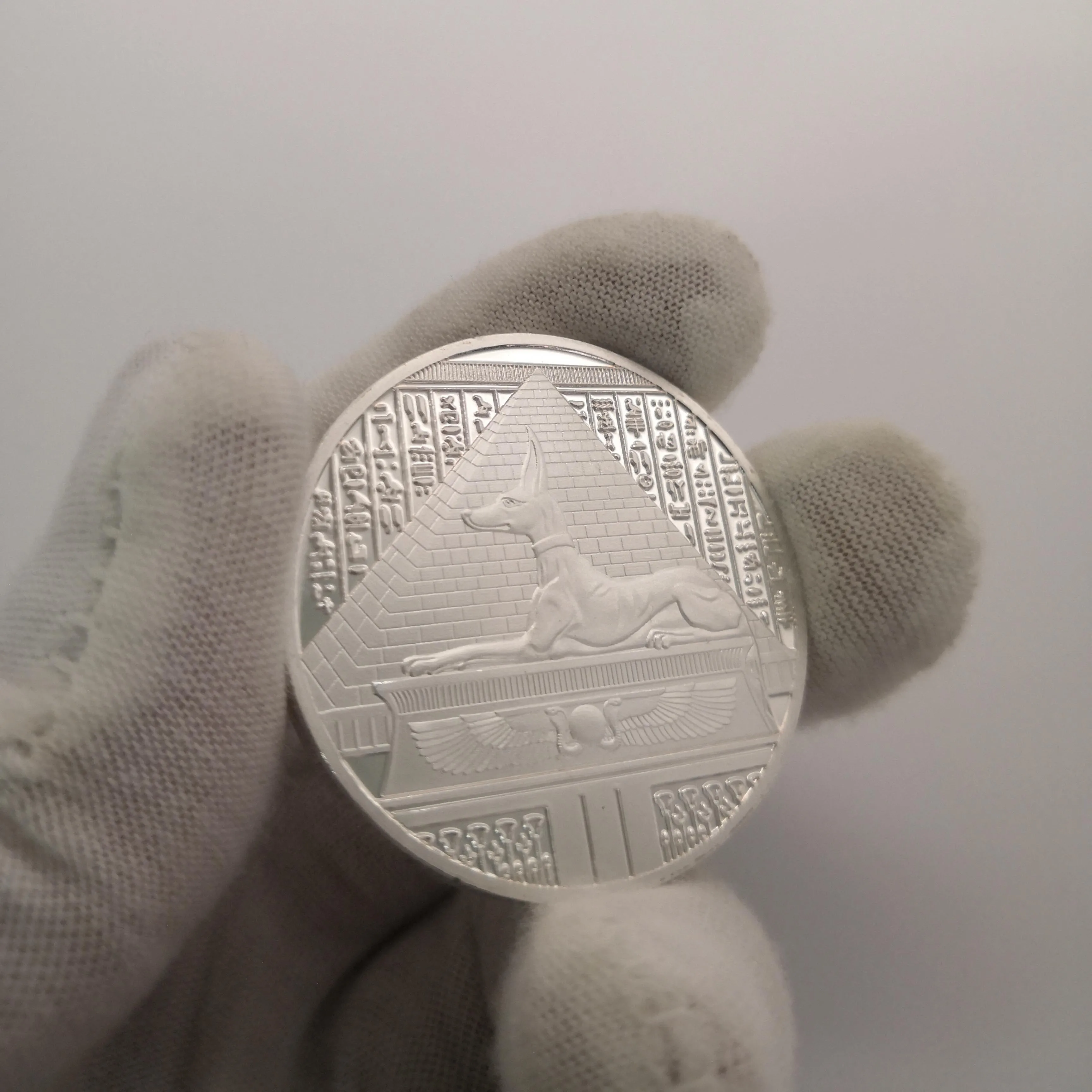 Посеребренная монета анубис защита смерти Египта копия монет Египетский бог