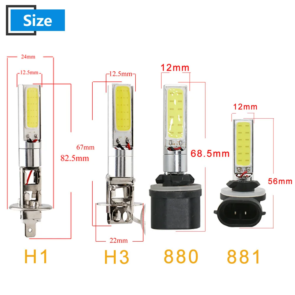Светодиодный противотуманный светильник 4X H1 H3 880 881 H27 COB 24 SMD светодиодный
