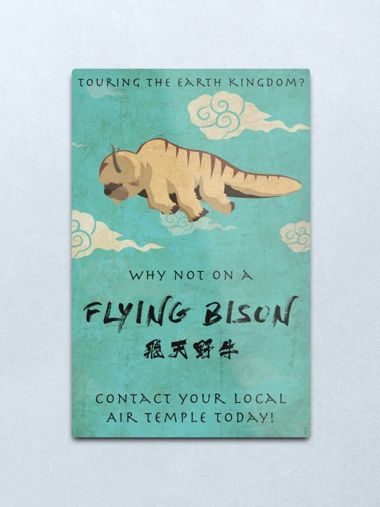 Винтажный летающий бизон постер для путешествий металлический Печатный