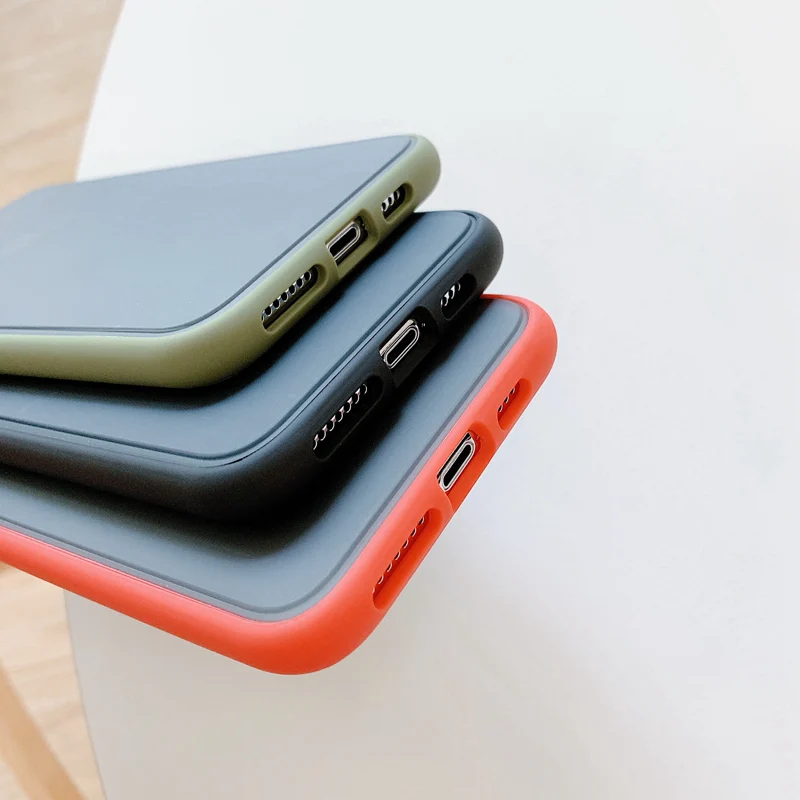 Противоударный чехол для телефона iPhone XR Xs Max X Гибридный цветной матовый