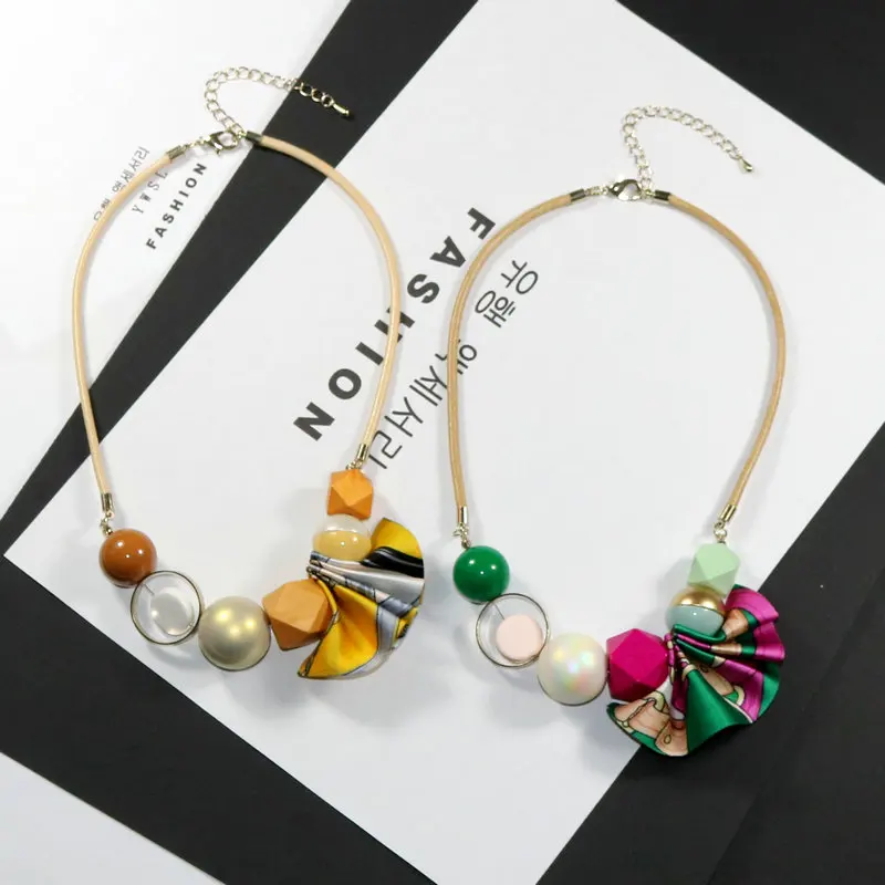 2020 весеннее богемное ткань короткая Подвеска из деревянных бусин ожерелье для