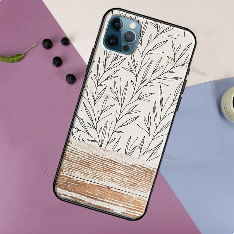 Чехол в стиле бохо с растительными листьями коровой КАКТУСОМ для iPhone 11 14 12 13 Pro Max X