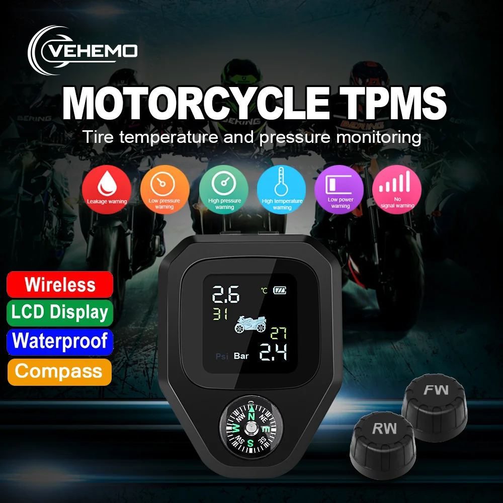 Беспроводные мотоциклетные TPMS 2 шт. внешний датчик ЖК цветной экран Поддержка