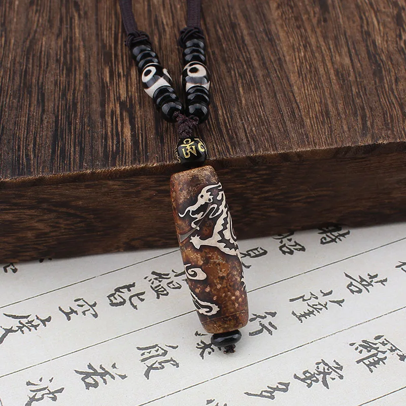 Nature Colors Random Chinese dragon pendant necklace stone jewelry Ethnic Nepal vintage exotic women | Украшения и аксессуары