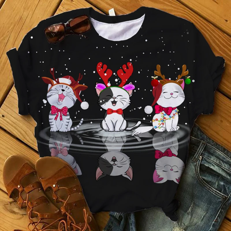 Женские футболки 2020 с надписью Merry Christmas Happy New Year летняя 3d футболка женские топ 3D