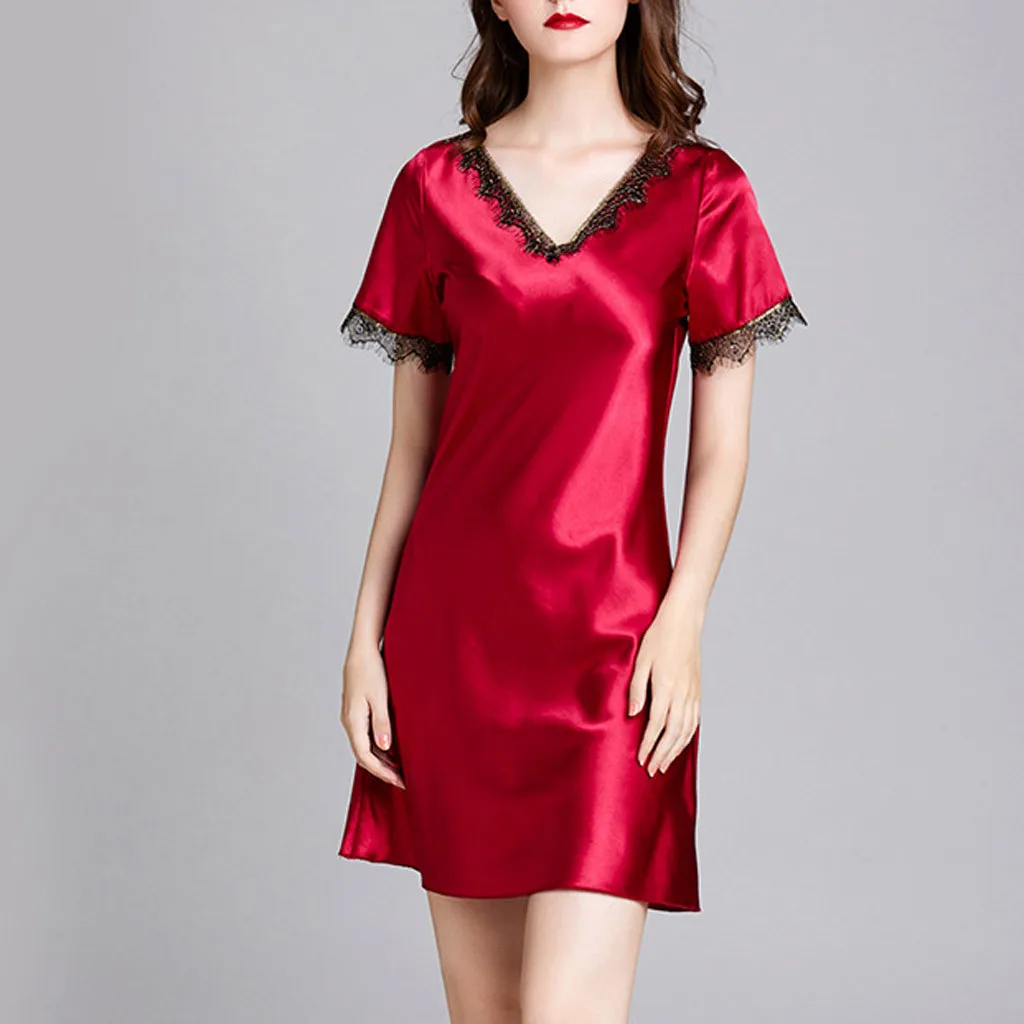 

DUOBLA sexy sleepwear lingerie women night dress women nightwear sleeveless summer silk dress mini nightgowns sexy 2020