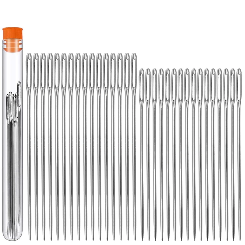 

LMDZ 32 Pcs 2Sizes Large Eye Sewing Needles,Sewing Sharp Needles,Embroidery Thread Needle,Knitting Needles with a Plastic Bottle