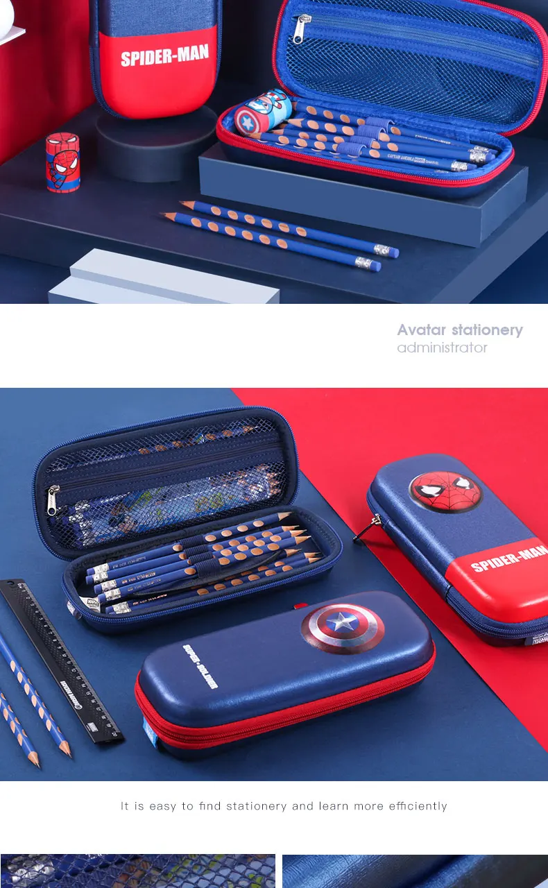 Disney New carton pencil case for boys  pencil bag captain america spider man stationery box pencil bag boys gifts mochilars