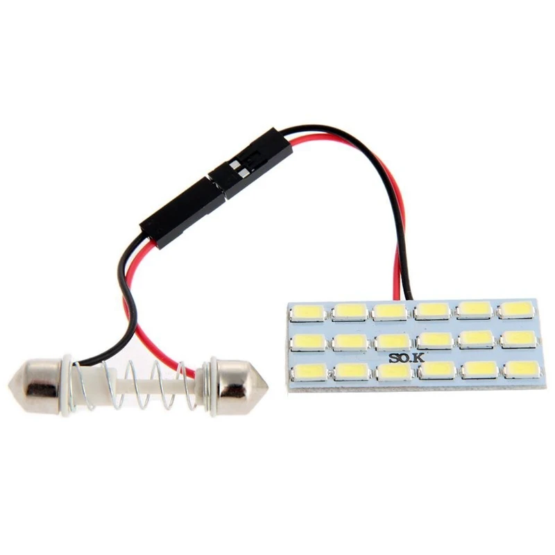 Автомобильный 18 5630 SMD светодиодный светильник + T10 / BA9S plafon версия 2W Белый |