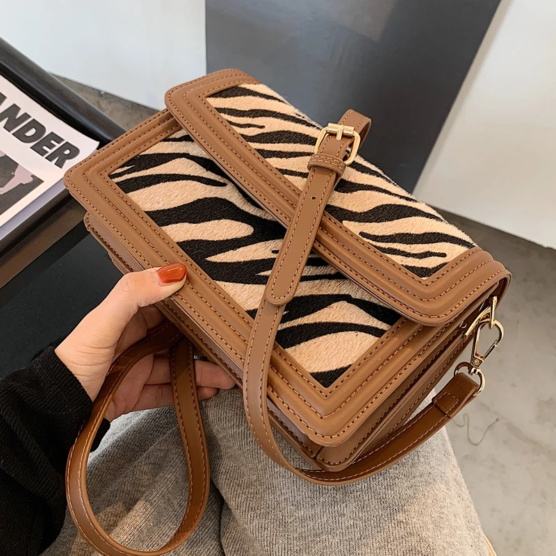 

Zebra Pattern Leather Shoulder Bag 2020 Autumn And Winter Square Bag Luxury Brand Handbags Designer Crossbody Bags For Women