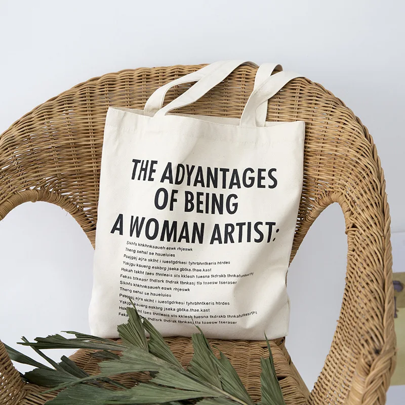 

Canvas Shoulder Bag Woman Artist Letters Cotton Cloth Handbag Foldable Shopping Tote Simple Women Eco Environmental Shopper Bag