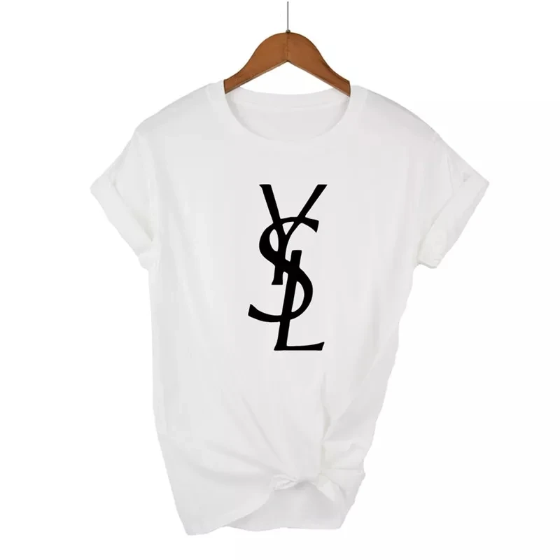 

Summer Women T-shirt Brand Letter Print Cotton T shirts Brand Female O-Neck Short Sleeve Tshirts Casual Loose Solid Tees Tops