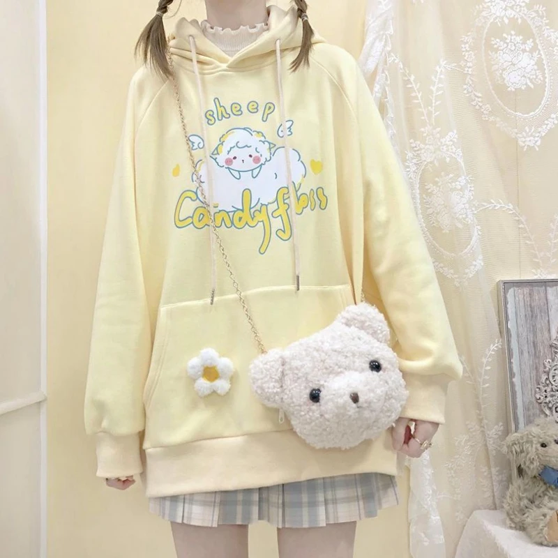 

Japanese Kawaii Hoodie Women Oversized Harajuku Cute Anime Cartoon Print Hooded Sweatshirt Fashion Girl Pullover Autumn Winter
