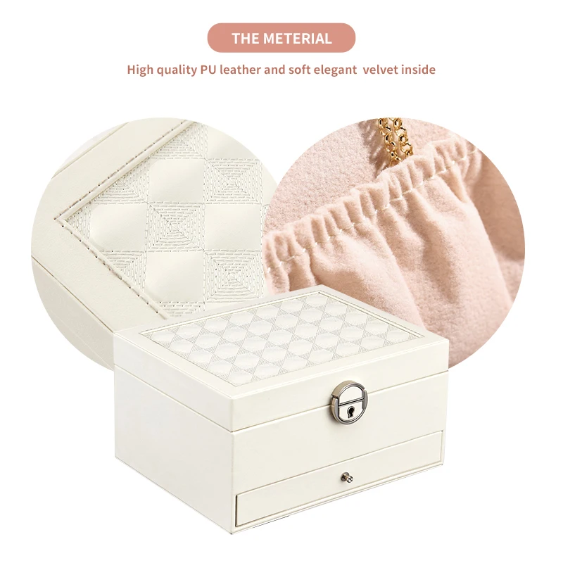 Large Jewelry Storage Box Multi-Layer Organizer For Jewelry Necklace Earring Leather Jewellery Storage Packaging Display Boxes
