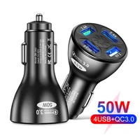 lovebay 50w 4 ports glossy usb car charger qc3 0 mini fast charging for iphone 13 11 xiaomi huawei phone charger adapter in car
