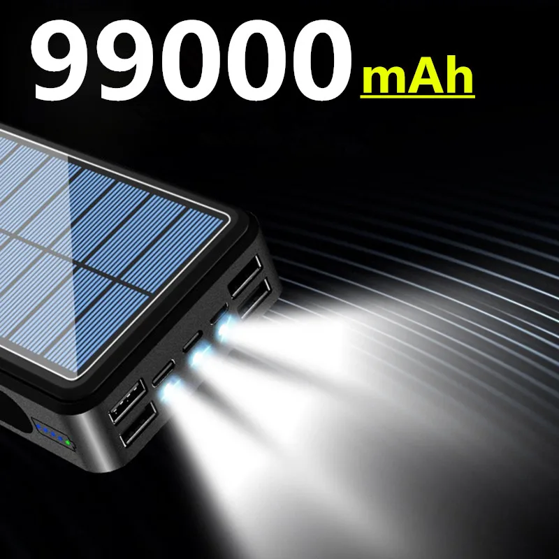 99000mAh беспроводной Солнечный внешний аккумулятор портативный телефон Быстрая