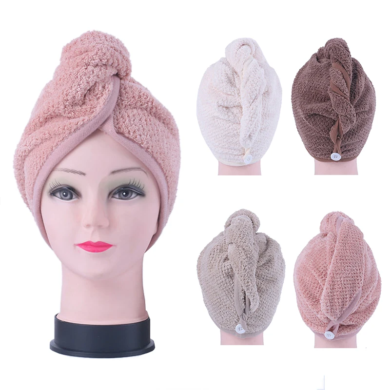 

Magic Hair Drying Towel Hat Cap Microfibre Quick Dry For Lady Adults Bath Shower Cap Turban Head Wrap Bathing Tools Cap Hat