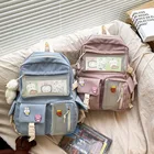 2021 женский рюкзак с пряжкой и значком, Модный милый школьный ранец карамельных цветов, сумка на плечо для студентов, рюкзаки для девочек-подростков и колледжей