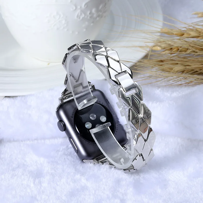 Ремешок из нержавеющей стали для Apple Watch band 4 5 44 мм 40 мм iWatch 3 2 band 42 мм 38 мм ромбовидный браслет аксессуары для Apple watch - Цвет ремешка: silver