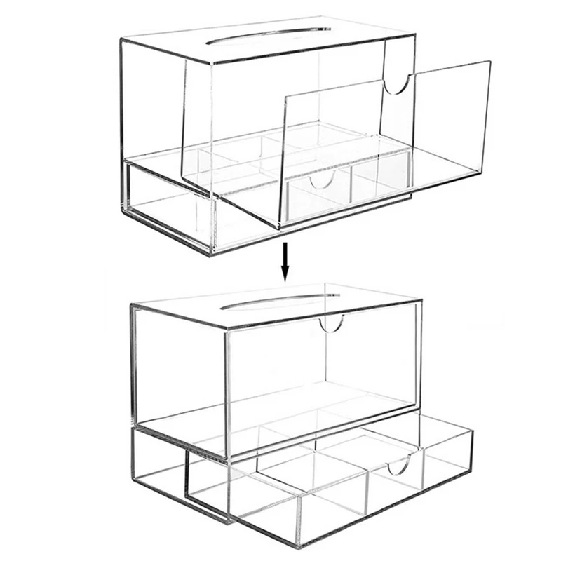

Acrylic Transparent Drawers Makeup Organizer Tissues Holder Dust-Proof Cosmetic Storage Box Drawer Desk Organizer