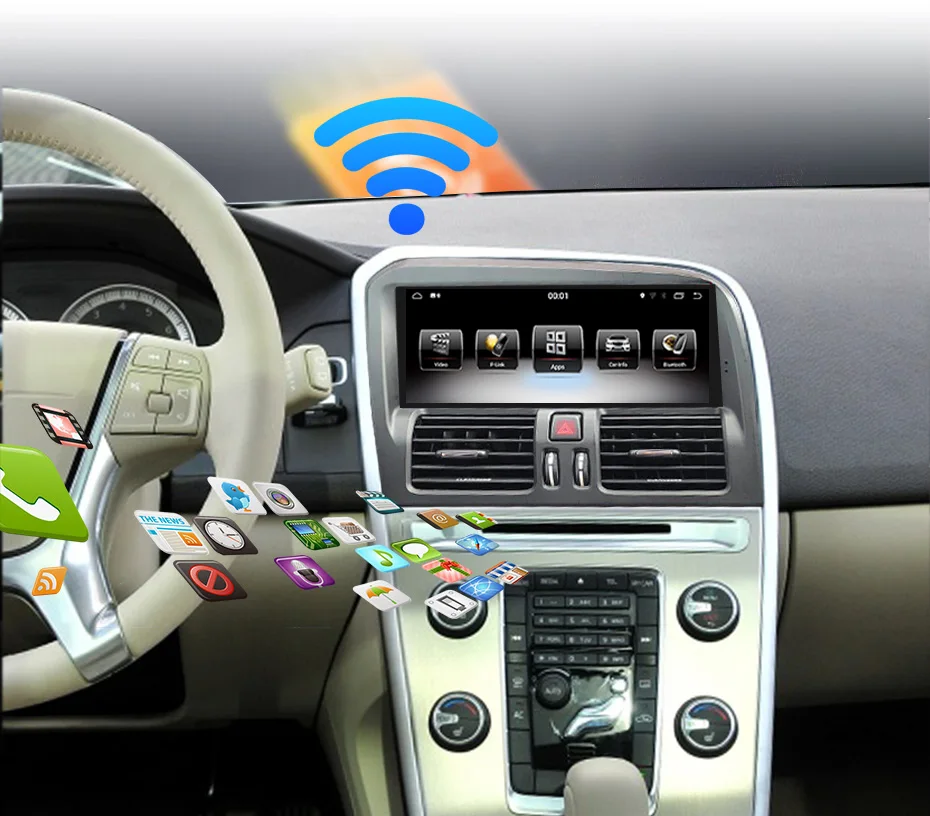 8,8 дюймов RAM2G Android 8,0 PX6 Автомагнитола стерео для Volvo XC60 2009- gps навигация поддержка поездки informaiton full touch