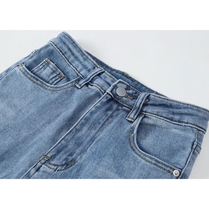 

Elastic Force High Waist Women's Jeans 2021 Spring New Vintage Versatile Micro Flared Pants Casual Y2K Straight Denim Trouser