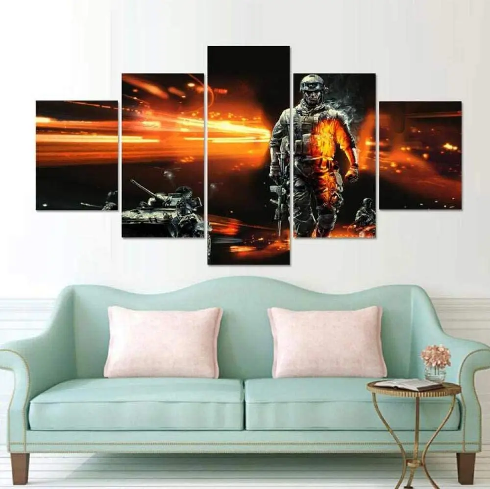 Современные модульные картины Cavans 5 шт. Картина на холсте пожарного настенное