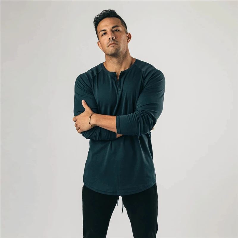 Новая Осенняя модная мужская хлопковая эластичная облегающая футболка с