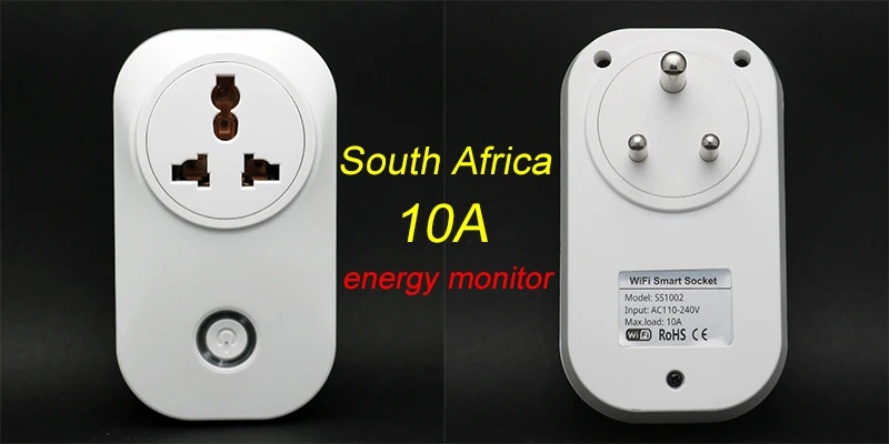 South Africa Plug Смарт-розетка Tuya Wi-Fi умная розетка ЕС Великобритания Swit AU BR FR JP Israel Ita ZA Plug 10A пульт дистанционного управления Alexa Google домашний энергетический монитор - Цвет: South Africa Plug