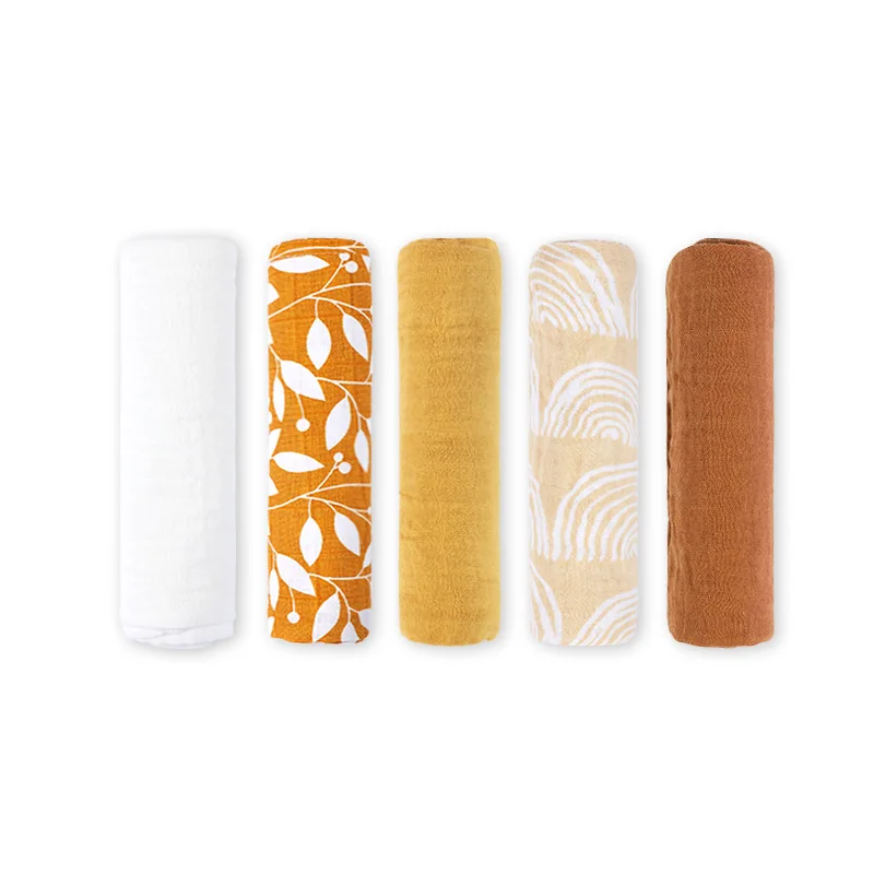 Хлопковая муслиновая пелёнка для новорожденных 60 х60 см 5 шт.|Одеяла и пеленки| |