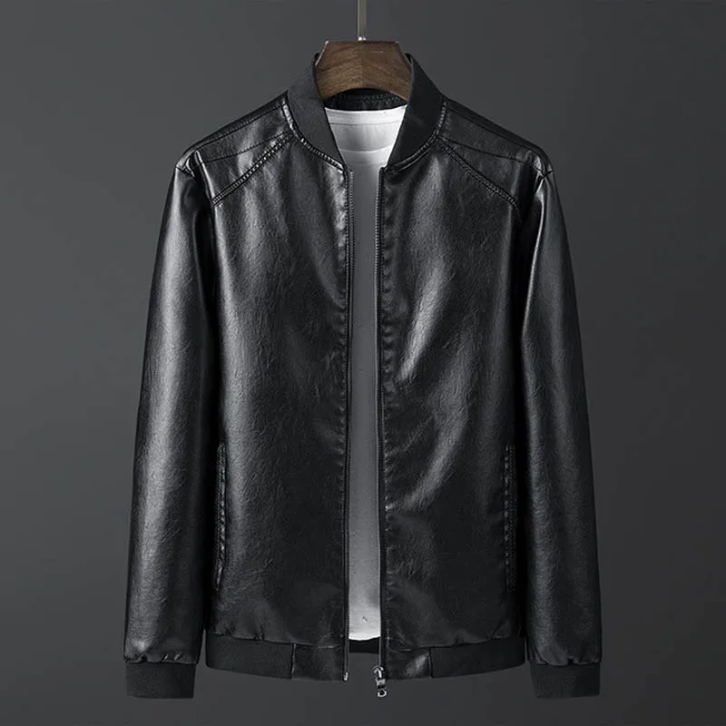 Мужская кожаная куртка на флисе свободная большого размера 7XL 8XL плюс | одежда