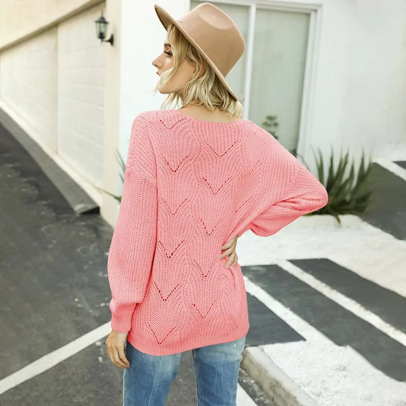 

2020 Autumn Loose Sweaters Knit Jumper Women Sexy Sweater Pullover Long Sleeve Knitwear Hollow Out Mohair Sweaters for Women