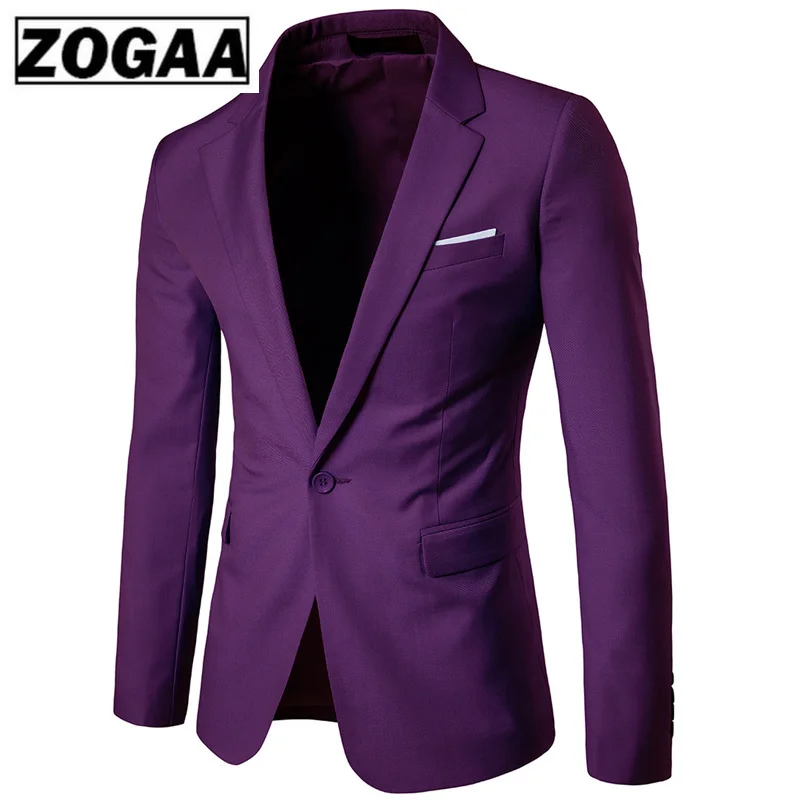 Мужской фиолетовый однобортный костюм Блейзер Куртка 2018 Весна Новые Свадебные