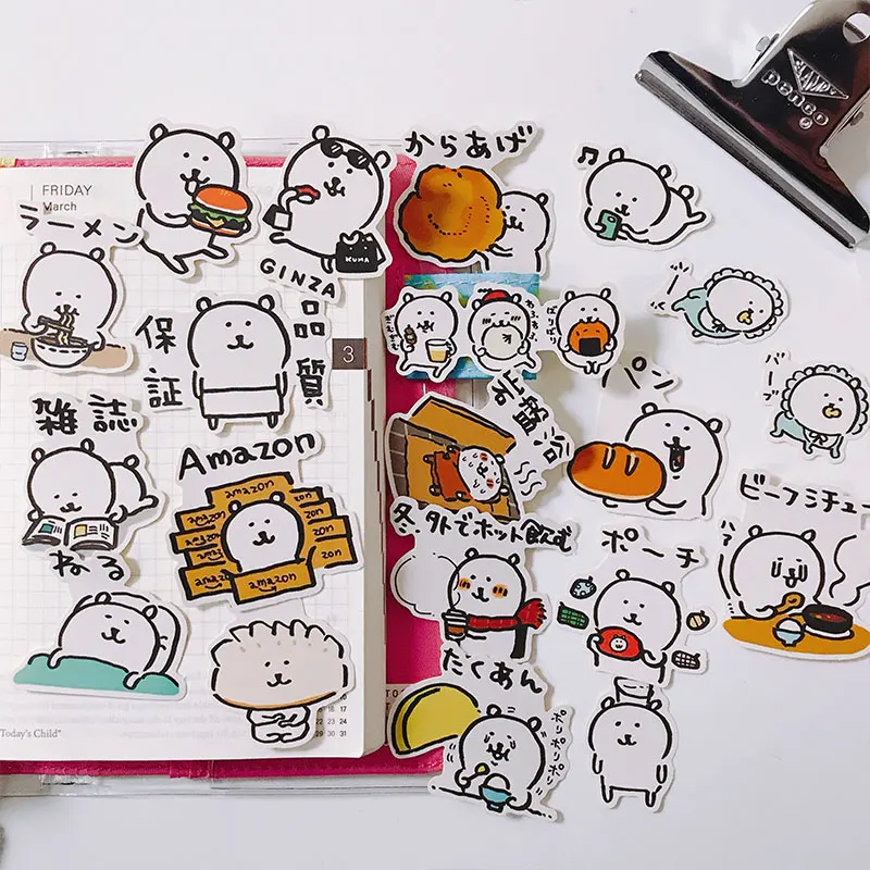 20 шт./компл. Ретро мультфильм милый белый медведь стикер набор для скрапбукинга