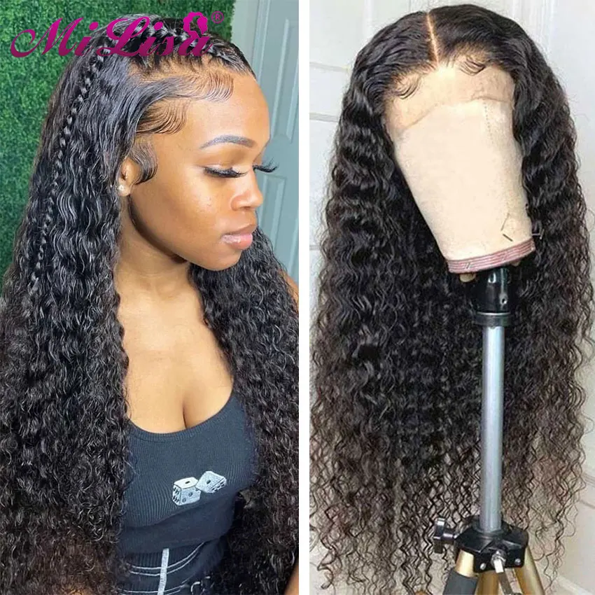 Парики Mi Lisa с глубокой волной для женщин фронтальные натуральные волосы 30 дюймов