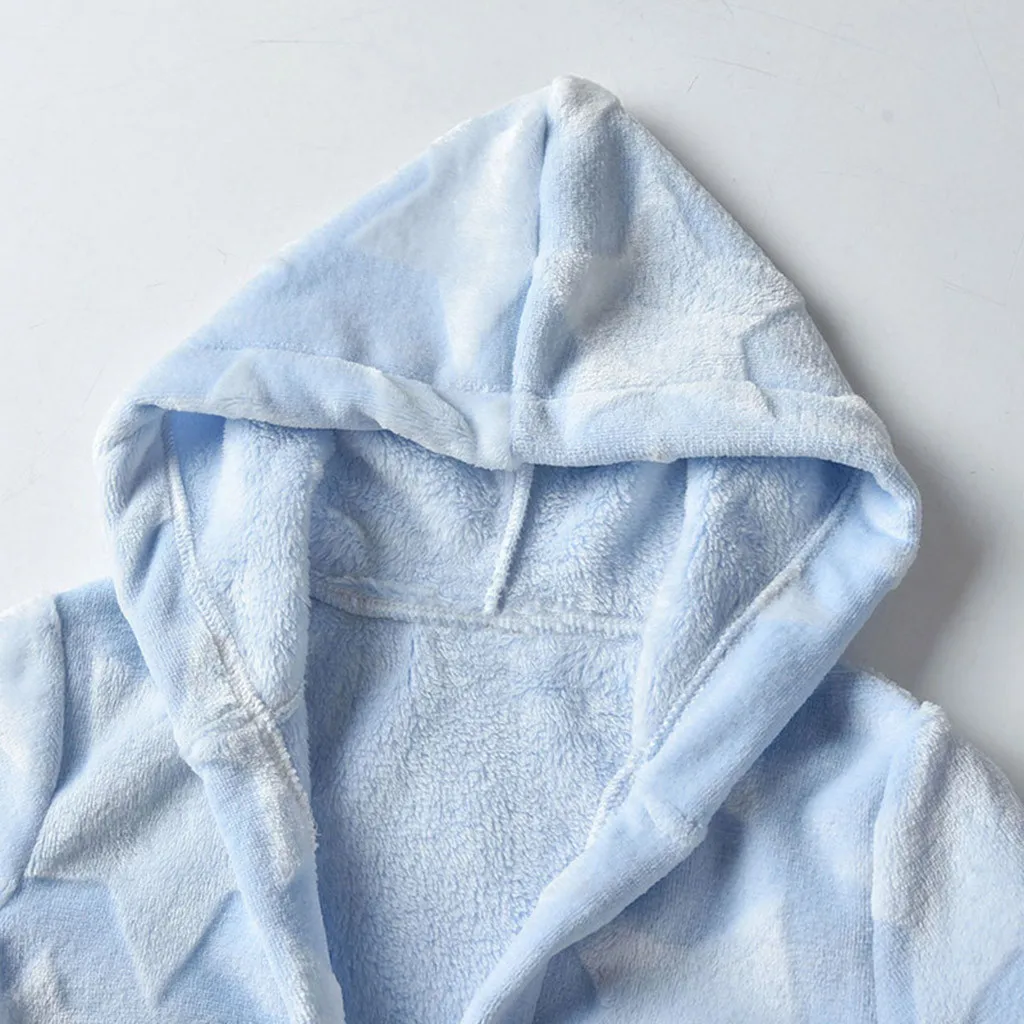 Toddler Kids Boys Girls Flannel Bathrobes Robes Towel Night-gown Sleepwear Star Hooded Children Kid Bath Robes Pajamas Sleepwear