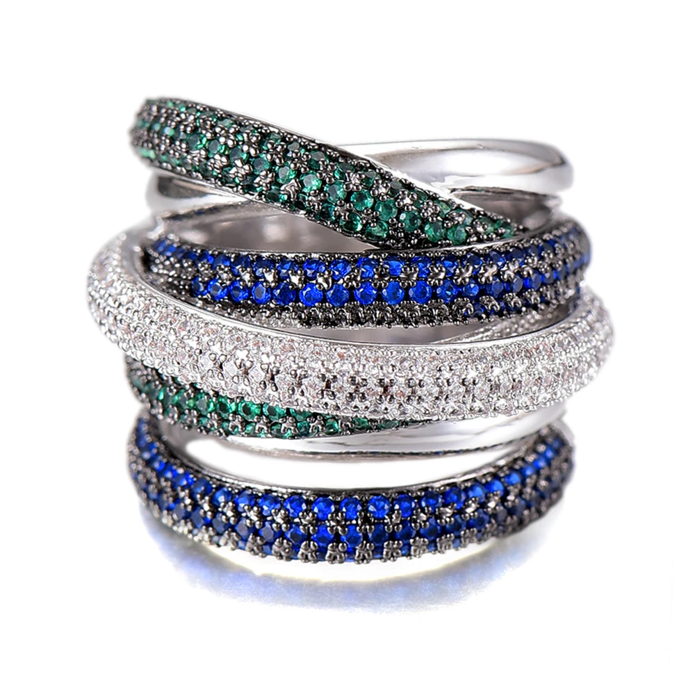 LARRAURI Роскошные поворотные геометрические кубические кольца с линиями