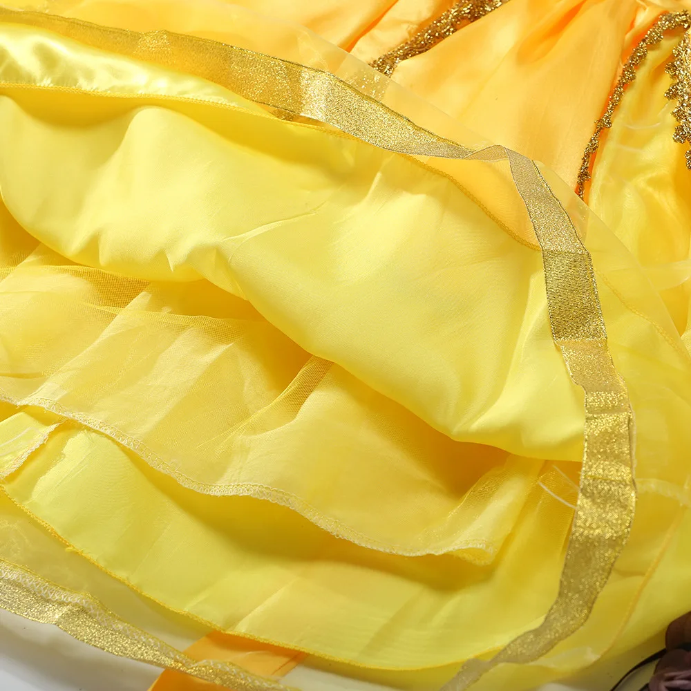 Disney Belle/Детское платье принцессы; платье принцессы с бантом и принтом для девочек