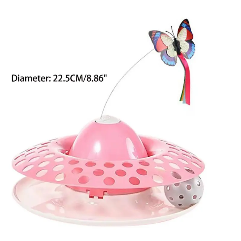 Rotating Cat Toy Colorful Butterfly Funny Pet Dog Kitten Interactive Training Turntable 2-Level Tower Tracks Ball Toys | Дом и сад
