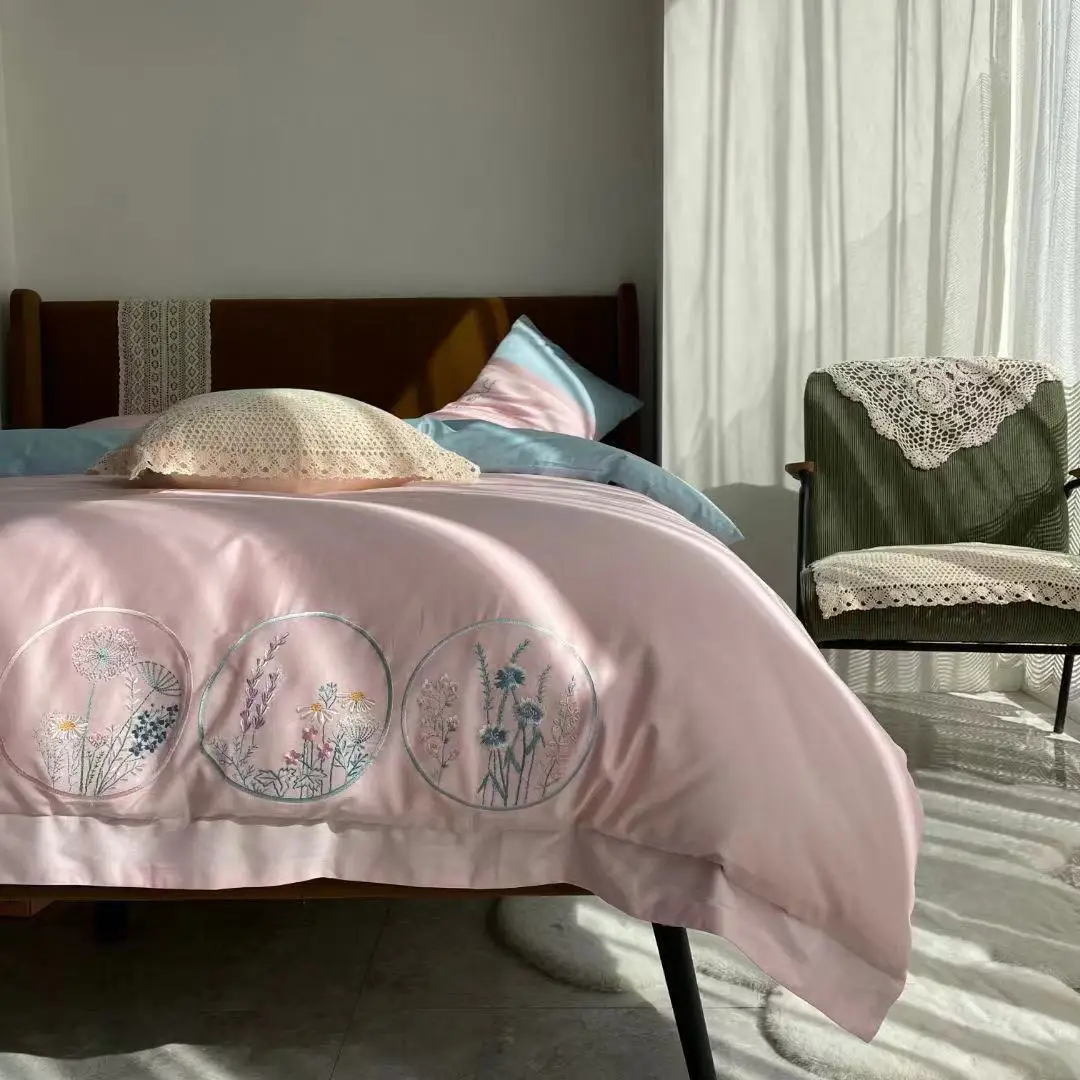 

Duvet Cover with Ruffles Bed Sheet Set Elegant Princess Girls 100%Cotton Soft Twin Queen King Bedding Sets