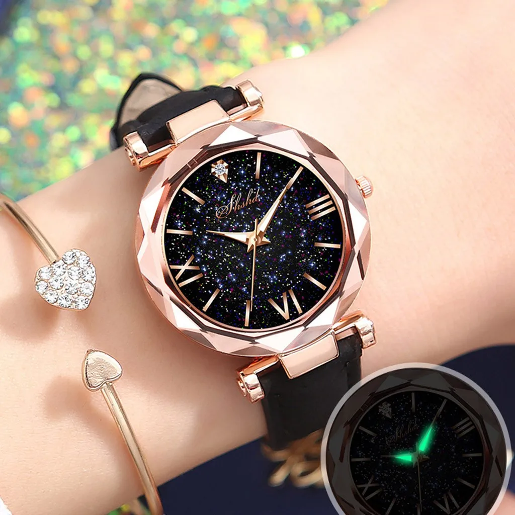 

Ladies Dotted With Roman Scale Watch 2021 Women Watch Unisex Stars Little Point Frosted Belt Watch Reloj Mujer Zegarek Damski