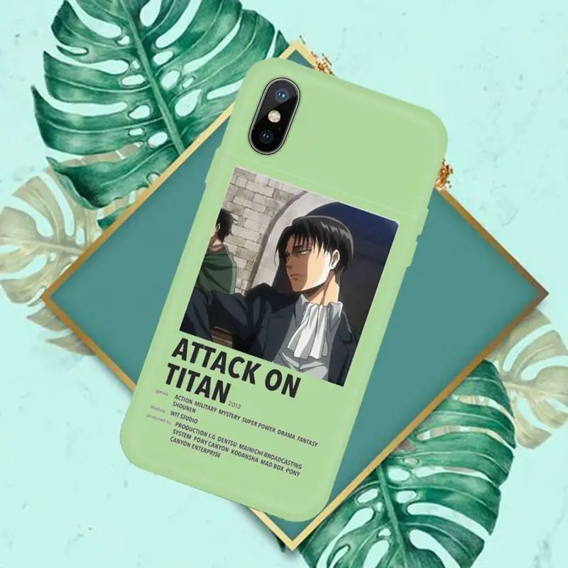

Attack On Titan anime Customer Phone Case Candy Color for iPhone 6 7 8 11 12 s mini pro X XS XR MAX Plus