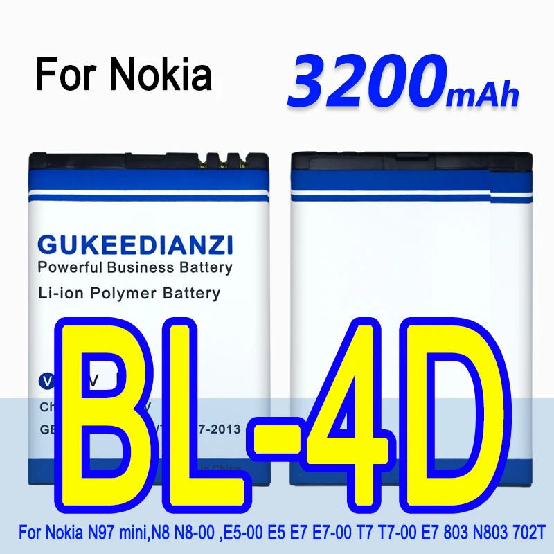 BL 4D 100% Новый 3200 мАч литий ионная аккумуляторная батарея для Nokia N97 мини N8 E7 E5 803 N803
