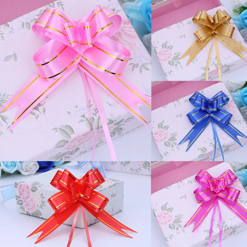 

50pcs Pull Bow Gift Ribbons Flower Wrappers For Wedding Events Birthday Decoration Baby Shower Christmas New Year Gifts Decor