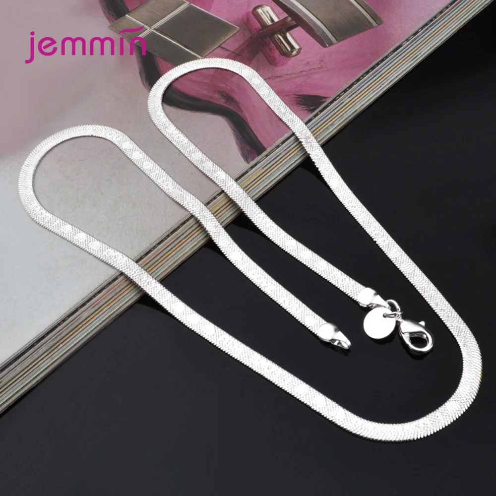 

Boutique Women 925 Sterling Silver Link Chain Necklaces Letter Print Jewelry Friendship Gift 4mm Thickness Length 20 Inches 6.5g