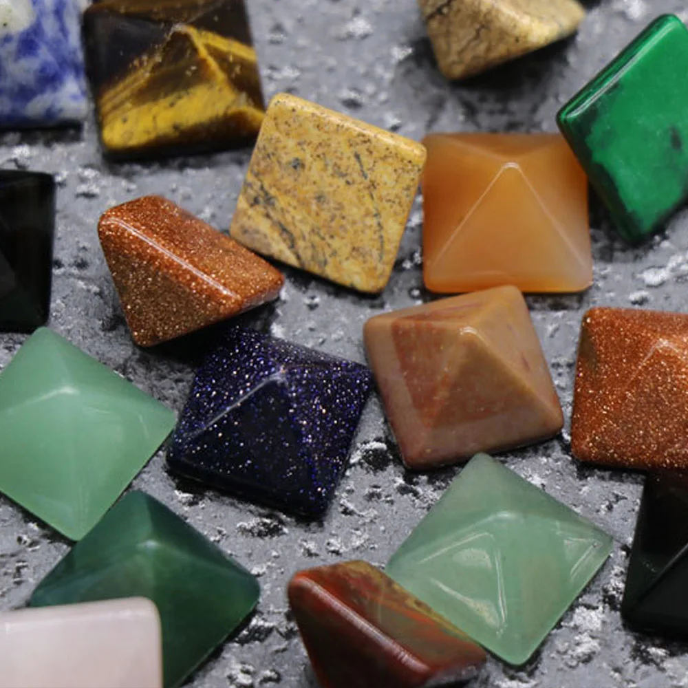 

Pyramid Pattern Natural Healing Stone Healing Crystals Crafts Gift Clear Quartz Blue Point Jade Fish Tank Decor Stone Home Decor
