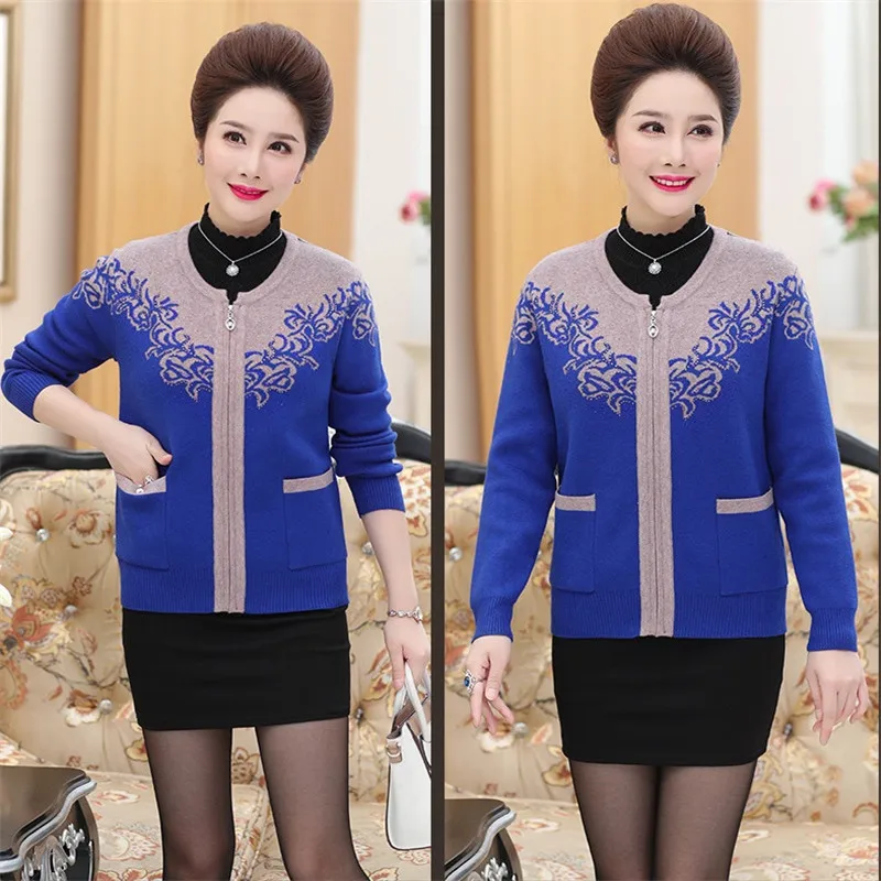 Кардиган женский вязаный с длинным рукавом и цветами весна-осень 903