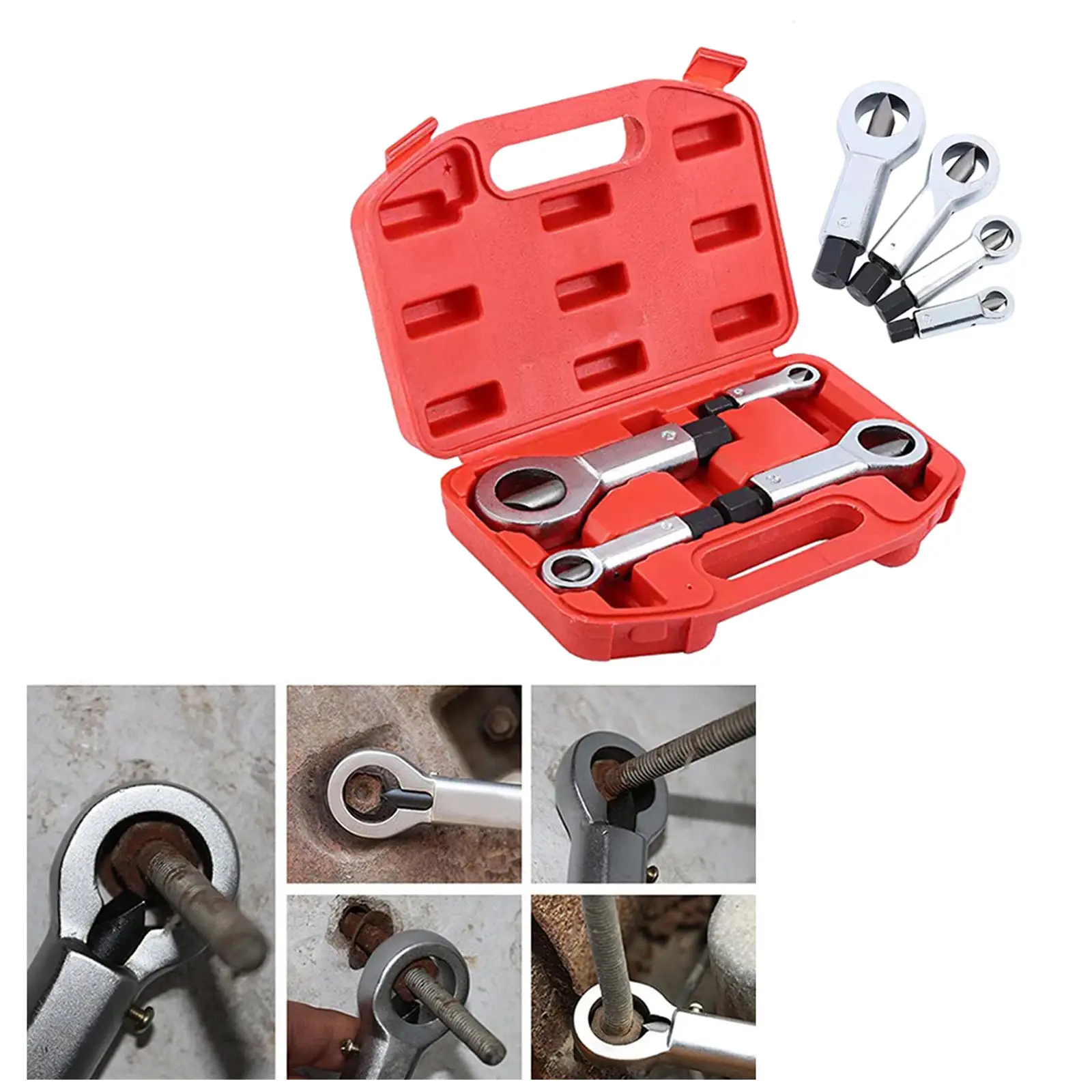 

4pcs Adjustable Stuck Nuts Splitter Nut Breaker Manual Remover Hand Tools