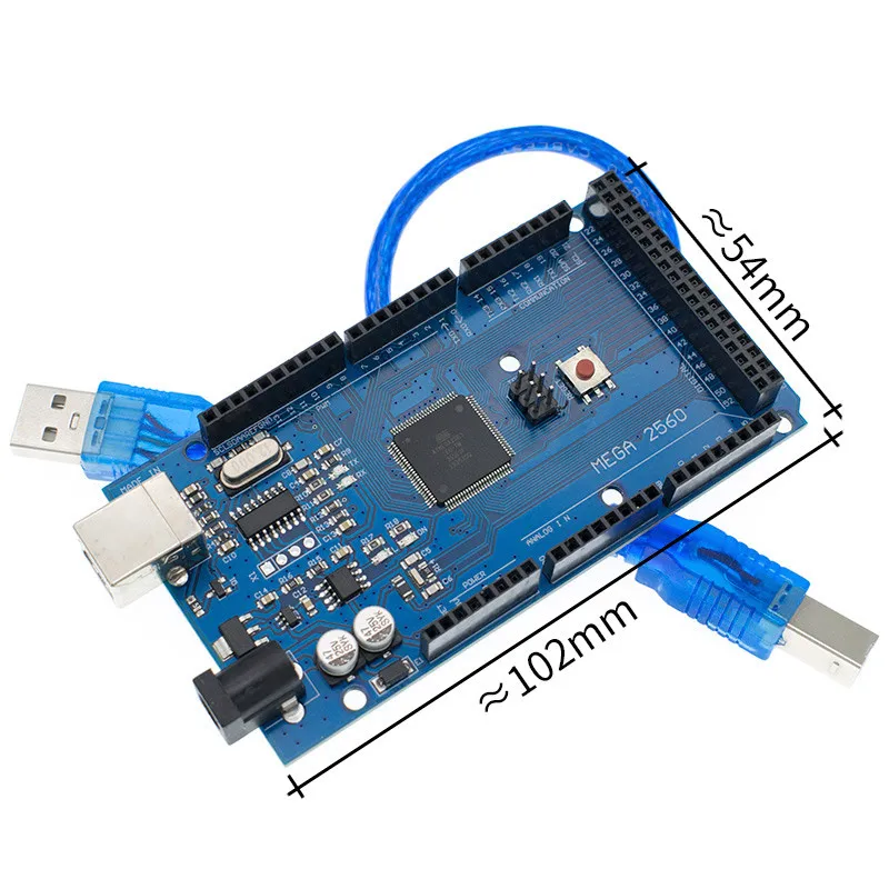 Tenstar Robot MEGA2560 R3 MEGA2560(ATmega2560-16AU CH340G) USB Совместимость Мега 2560 - Цвет: Blue  with Cable