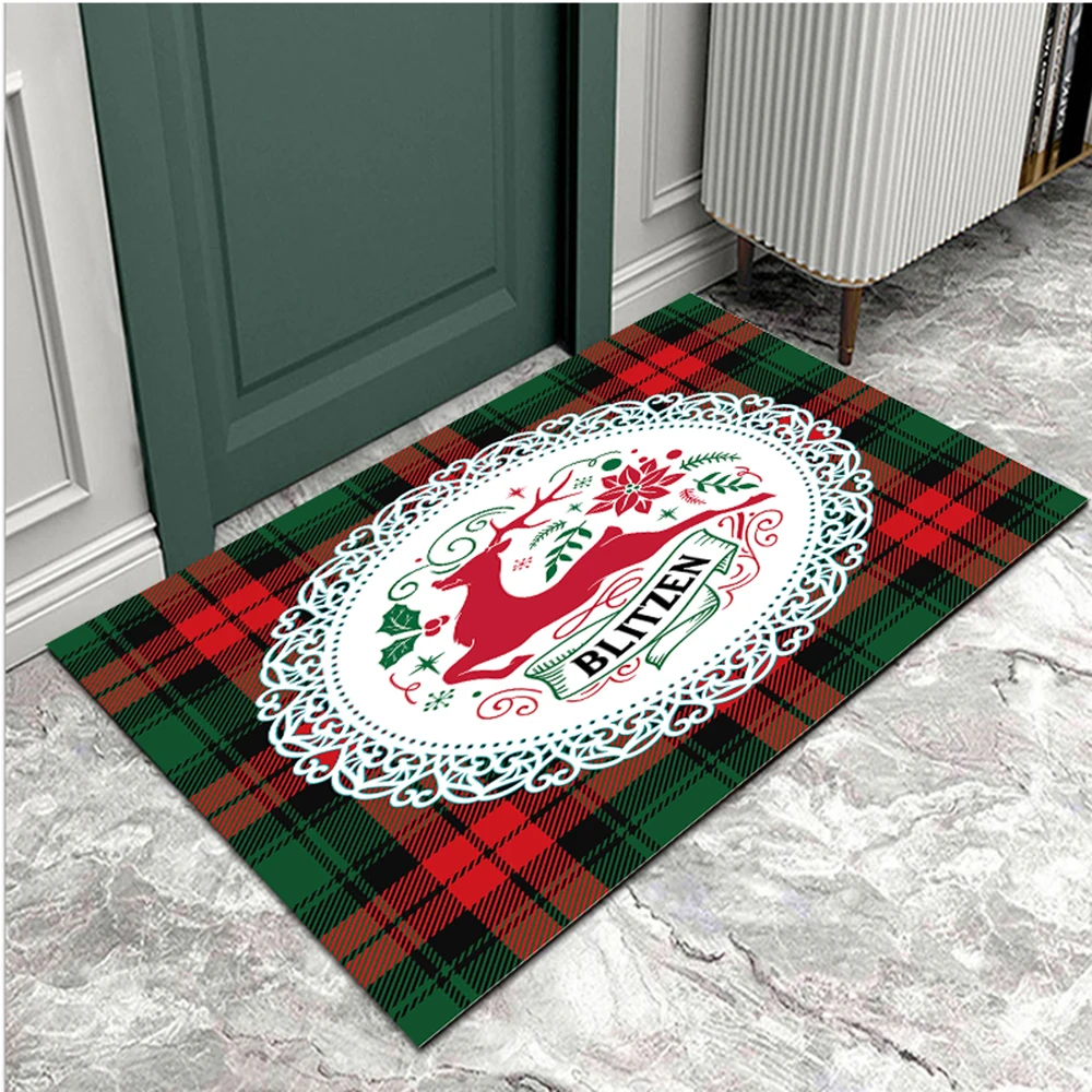 

Настенный Коврик в красную и зеленую клетку, Рождественский дверной коврик, наружный нескользящий коврик, настенный коврик, Декор для дома, ...